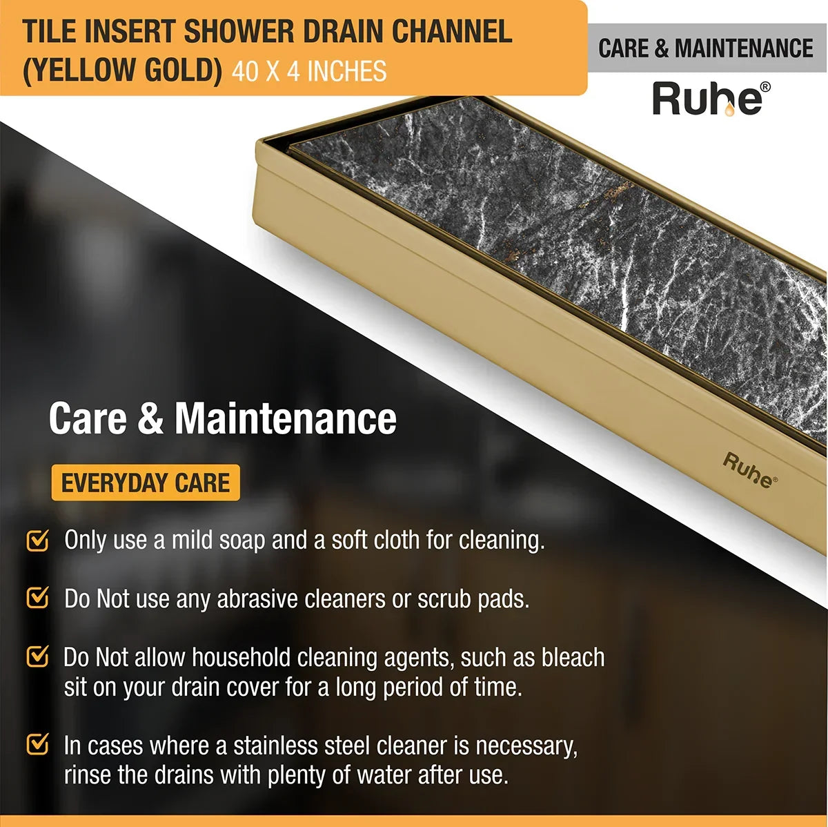 Tile-Insert Shower Drain Channel Coloured (4 Inches)