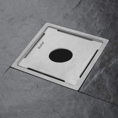Mercury Square Premium Floor Drain (6 x 6 Inches) with Hole - by Ruhe