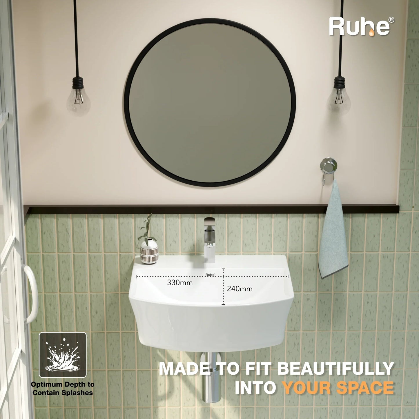 Felis Wall-hung Wash Basin (depth)