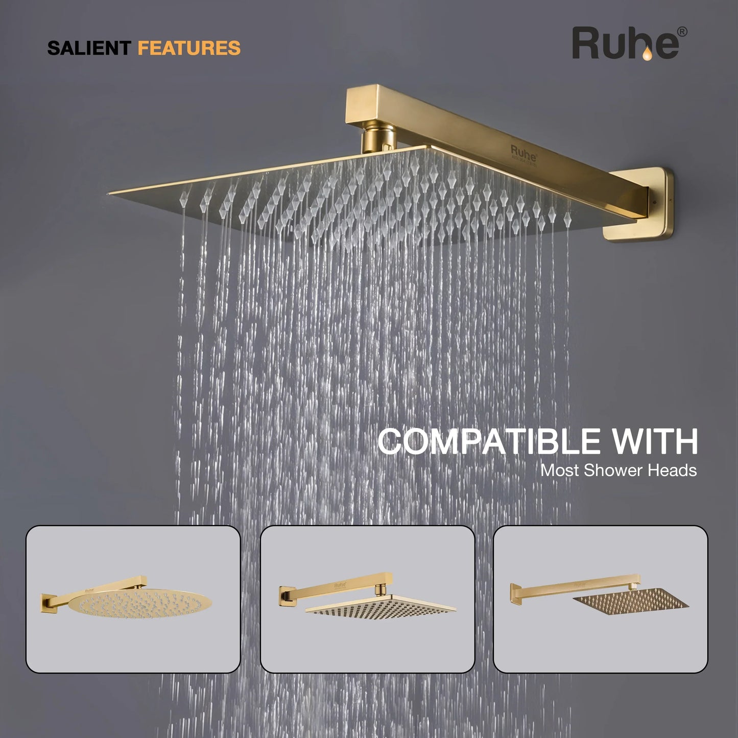 Square 304-Grade Shower Arm