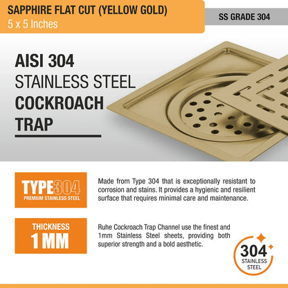 Sapphire Square Flat Cut Floor Drain