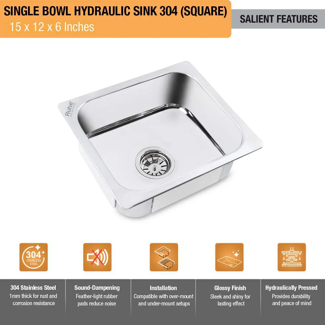 Single Bowl Kitchen Sink (24 x 18 x 9 Inches)(Salient Features)