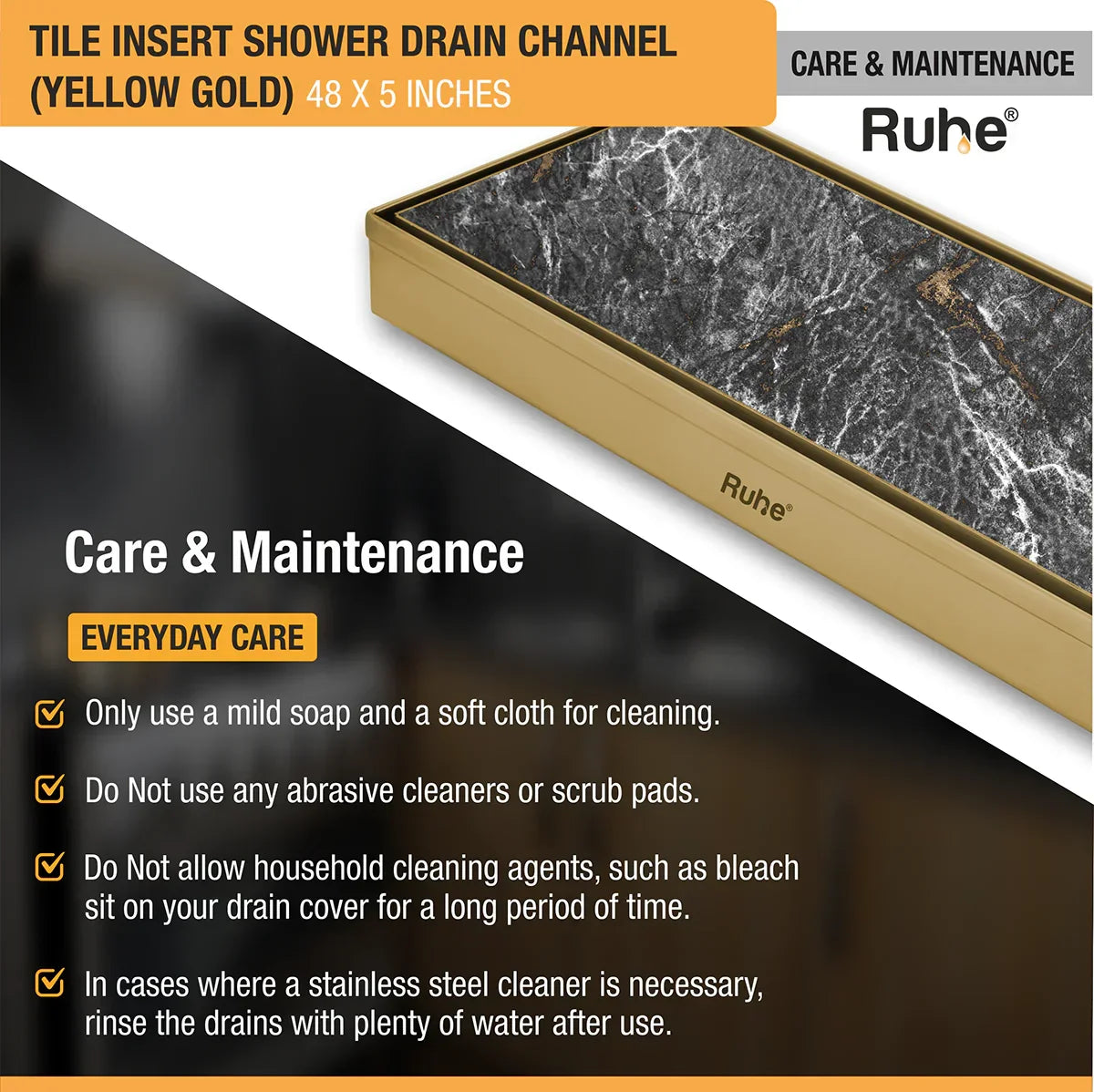 Tile-Insert Shower Drain Channel (5 Inches)