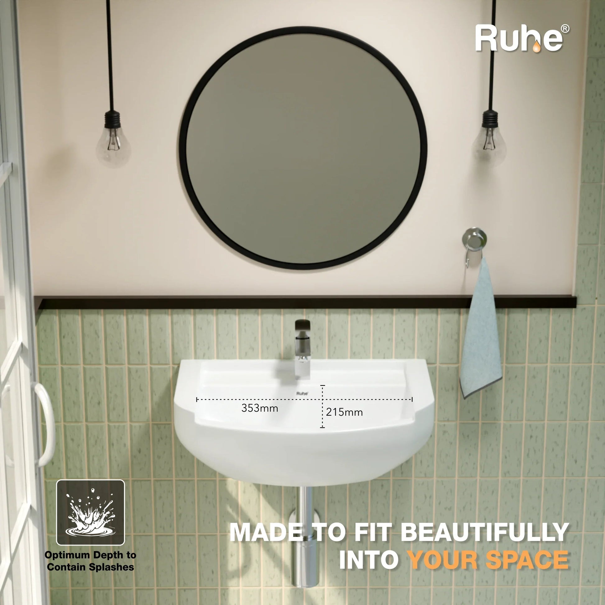 Megna Wall-hung Wash Basin (depth)
