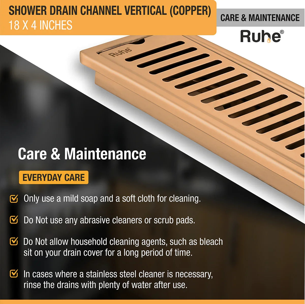 Vertical Shower Drain Channel (4 Inches)