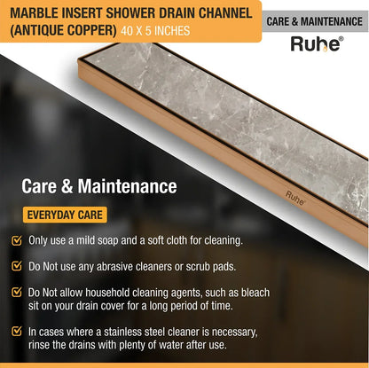 Marble-Insert Shower Drain Channel Coloured (5 inches)