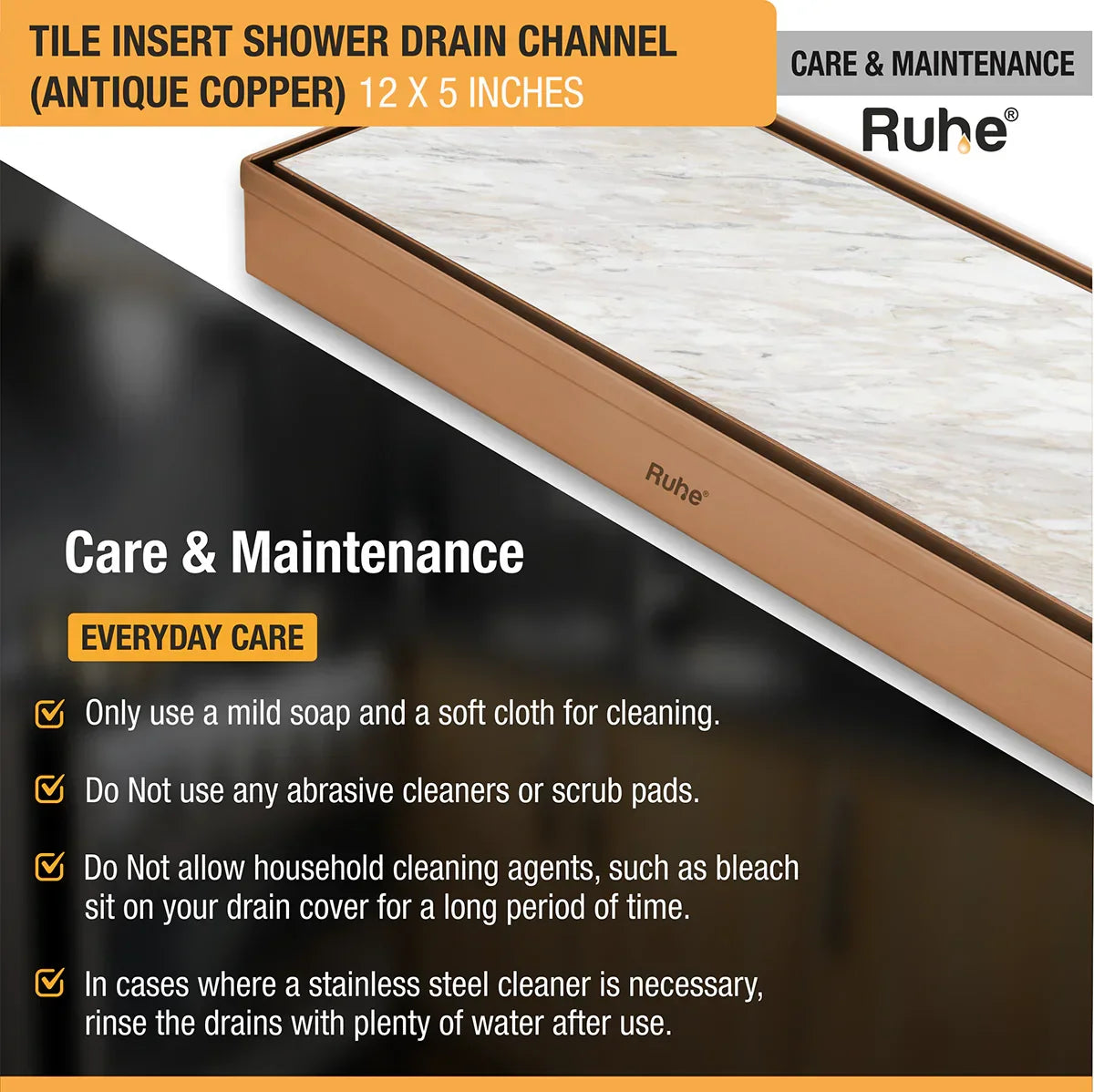 Tile-Insert Shower Drain Channel (5 Inches)