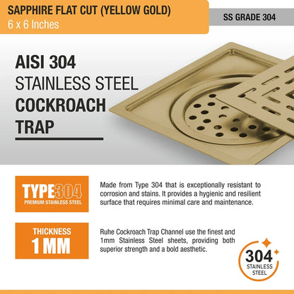 Sapphire Square Flat Cut Floor Drain