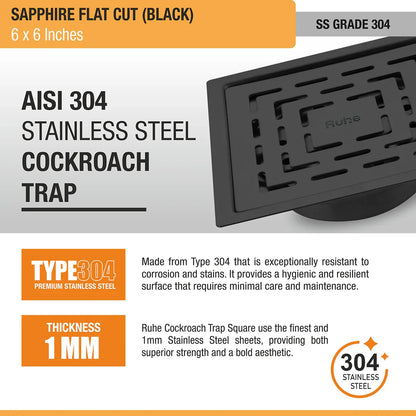 Sapphire Square Flat Cut Floor Drain