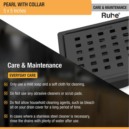 Pearl Square 304-Grade Floor Drain in Black PVD Coating (5 x 5 Inches) care and maintenance