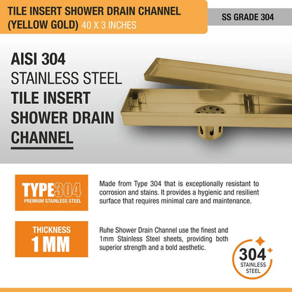 Tile-Insert Shower Drain Channel Coloured (3 Inches)