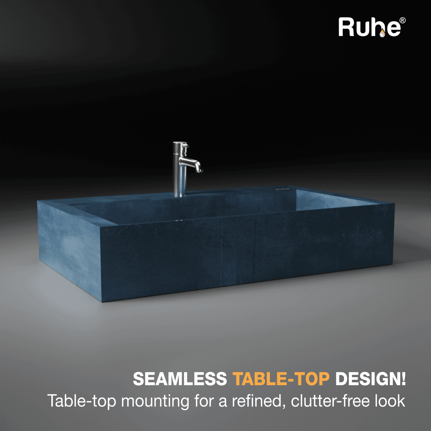 Aether Table Top Wash Basin Steel Blue (Clutter free look)
