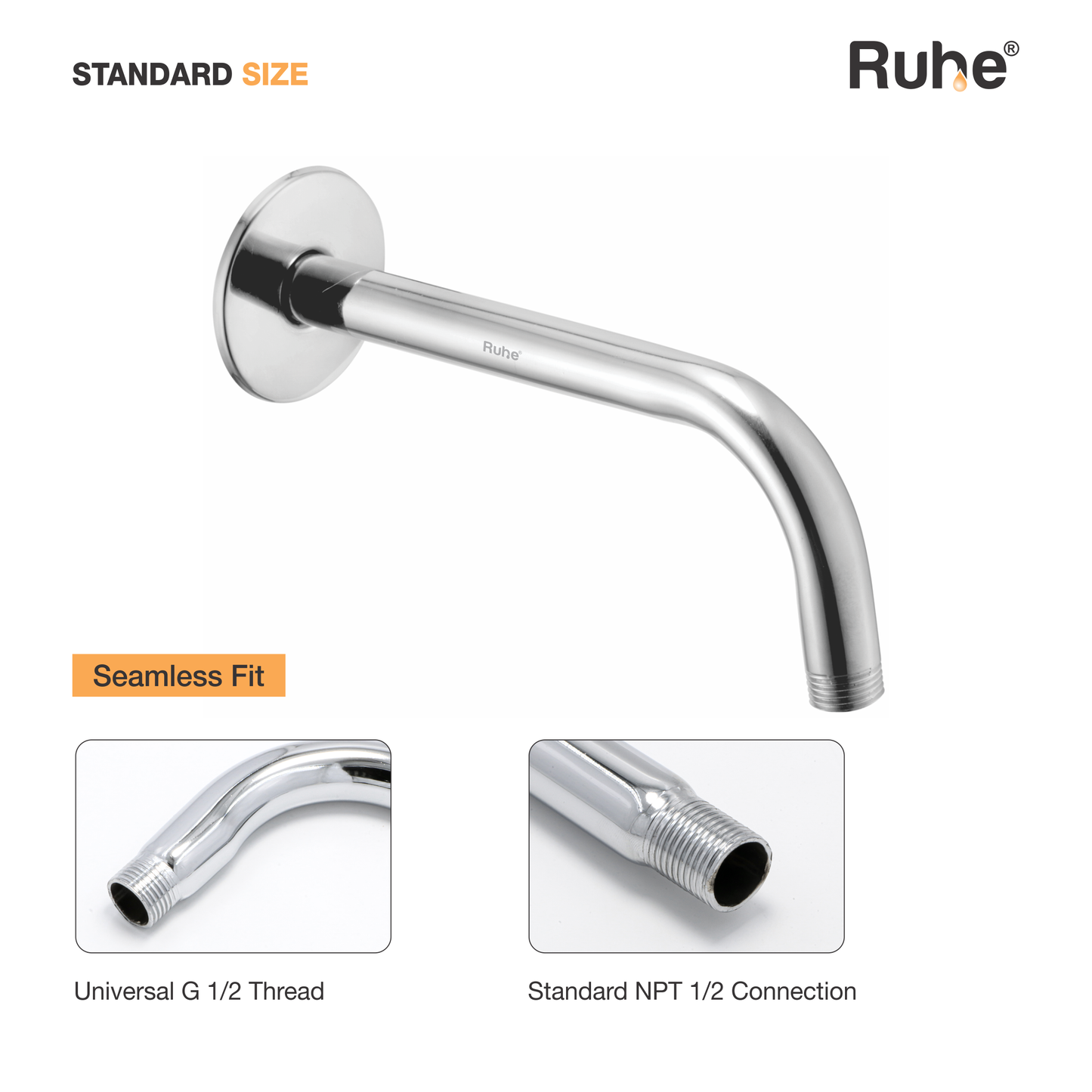Round Full Bend Shower Arm