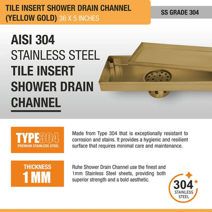 Tile-Insert Shower Drain Channel Coloured (5 Inches)