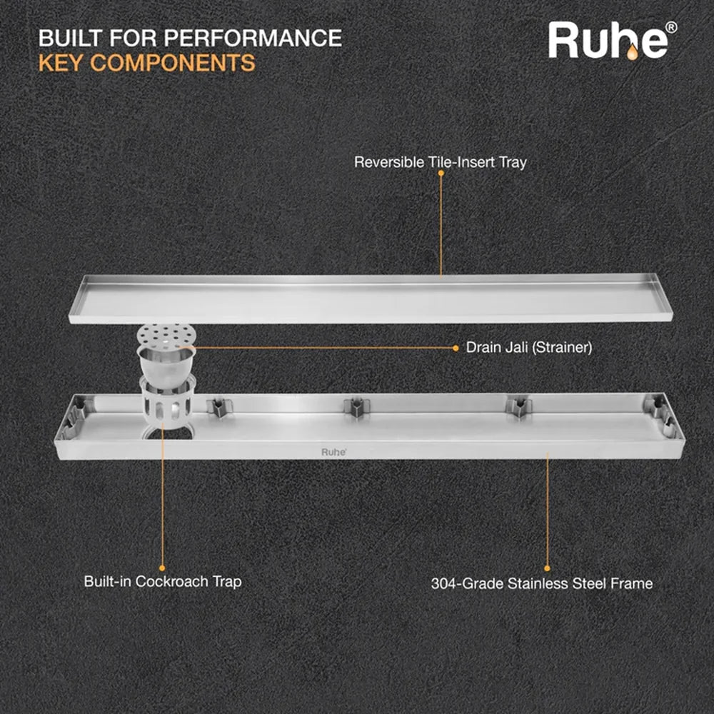 Tile-Insert Shower Drain Channel (4 Inches)