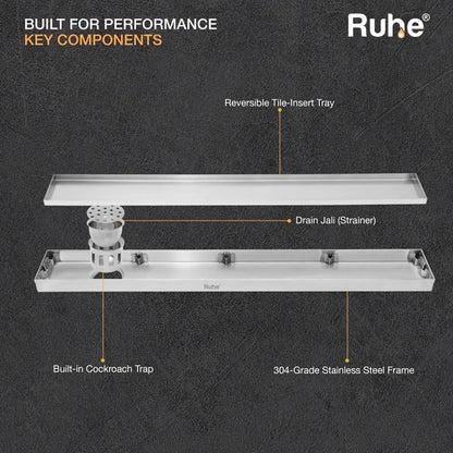 Tile-Insert Shower Drain Channel (4 Inches)