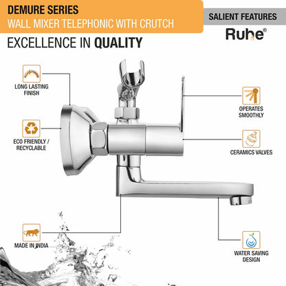 Demure Telephonic Wall Mixer Tap with Crutch - by Ruhe