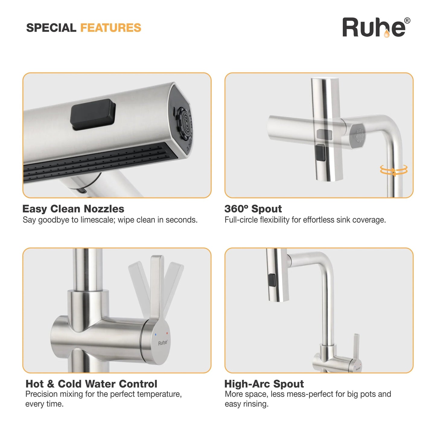 Arrow Triple Flow Pull-Out Kitchen Mixer Faucet