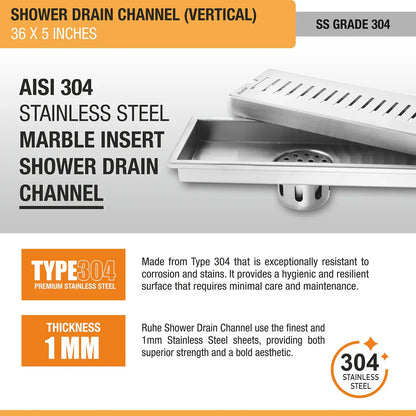 Vertical Shower Drain Channel (5 Inches)