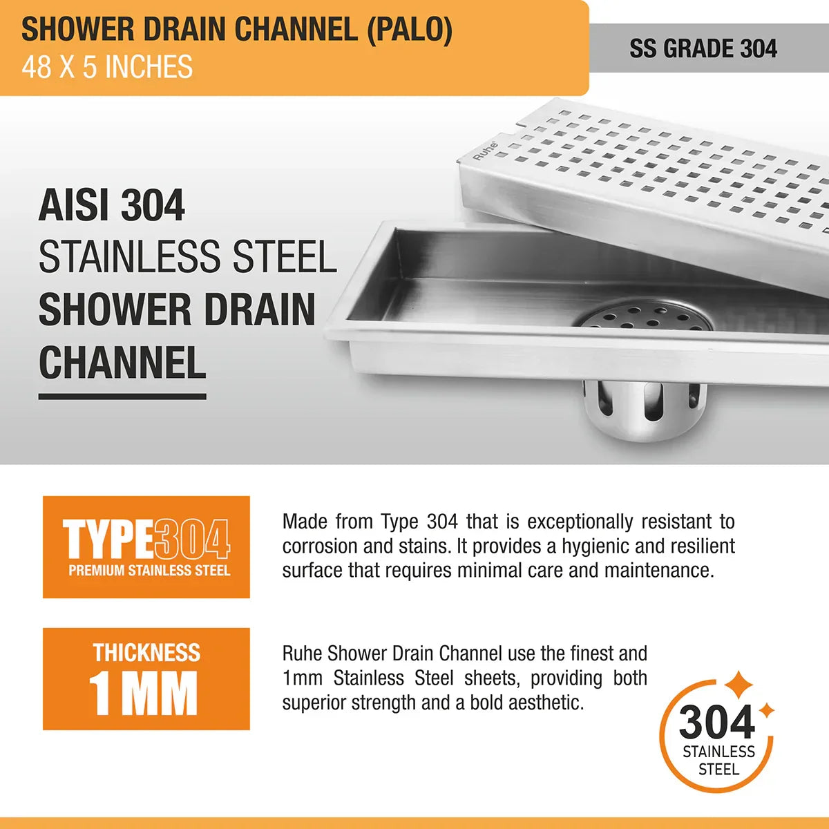 Palo Shower Drain Channel (5 Inches)