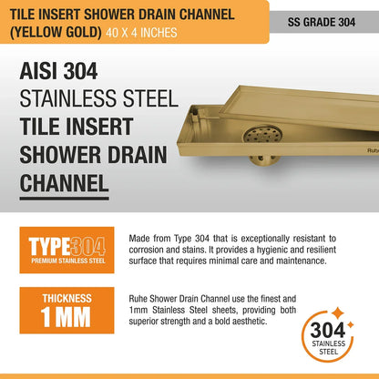 Tile-Insert Shower Drain Channel Coloured (4 Inches)