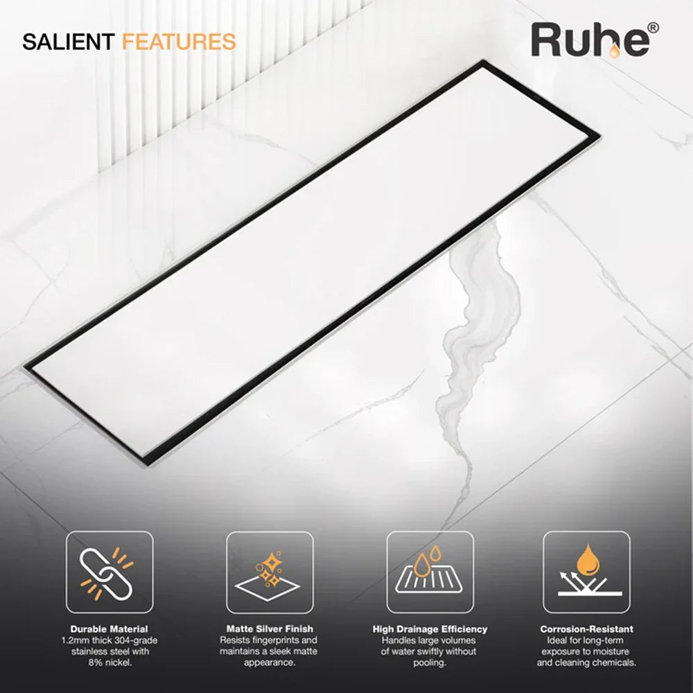 Tile-Insert Shower Drain Channel (4 Inches)