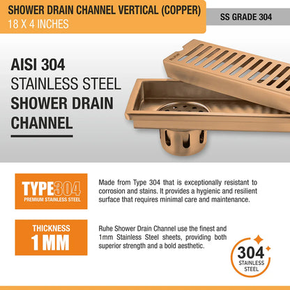 Vertical Shower Drain Channel (4 Inches)