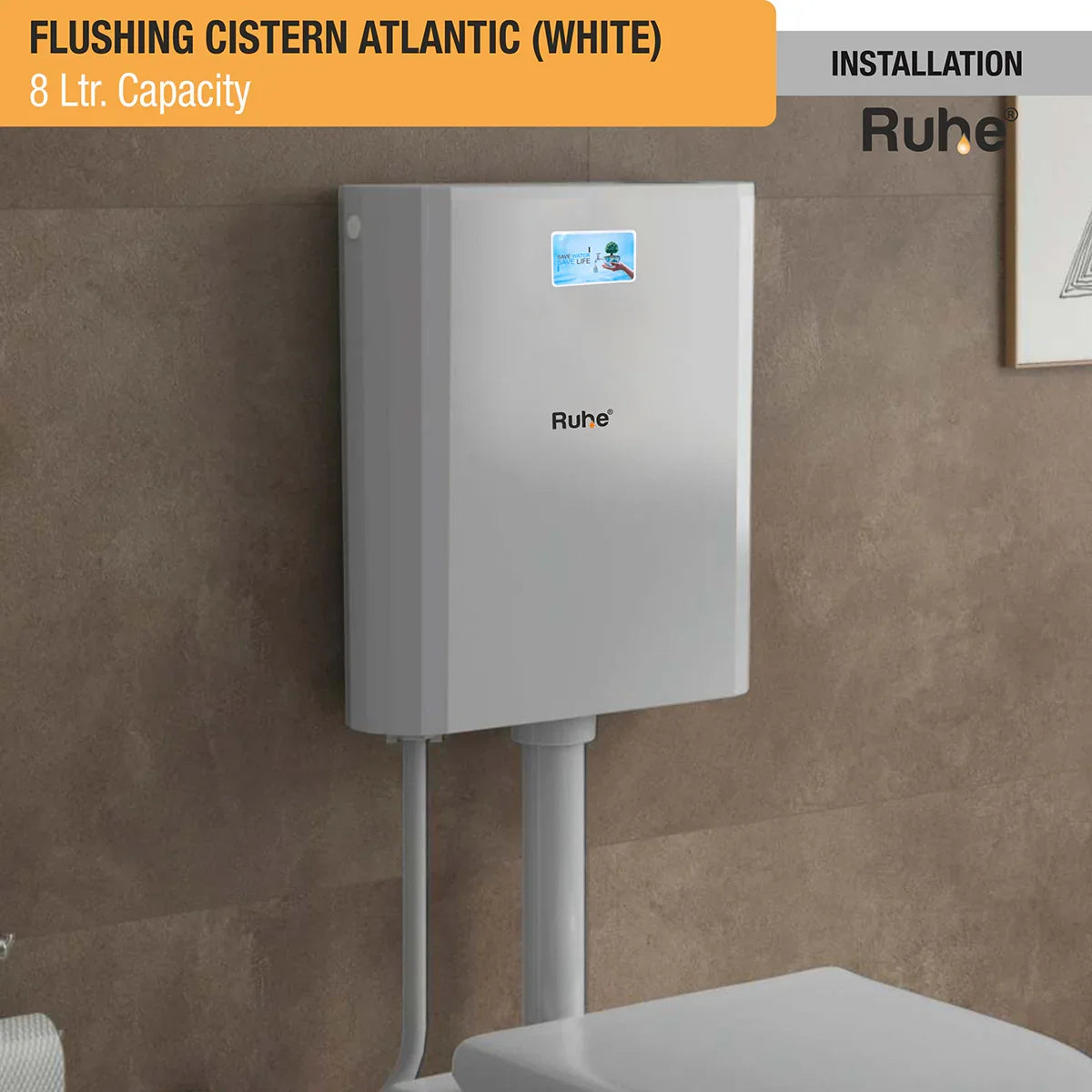 Atlantic Flushing Cistern 8 Ltr (White) installation