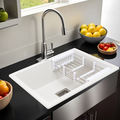 Quartz Single Bowl Kitchen Sink (21 x 18 x 9 Inches)