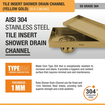 Tile-Insert Shower Drain Channel (5 Inches)