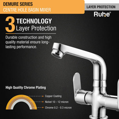 Demure Deck Mount Wash Basin Mixer Tap with Swivel Spout