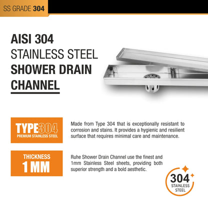 Tile-Insert Shower Drain Channel (3 Inches)