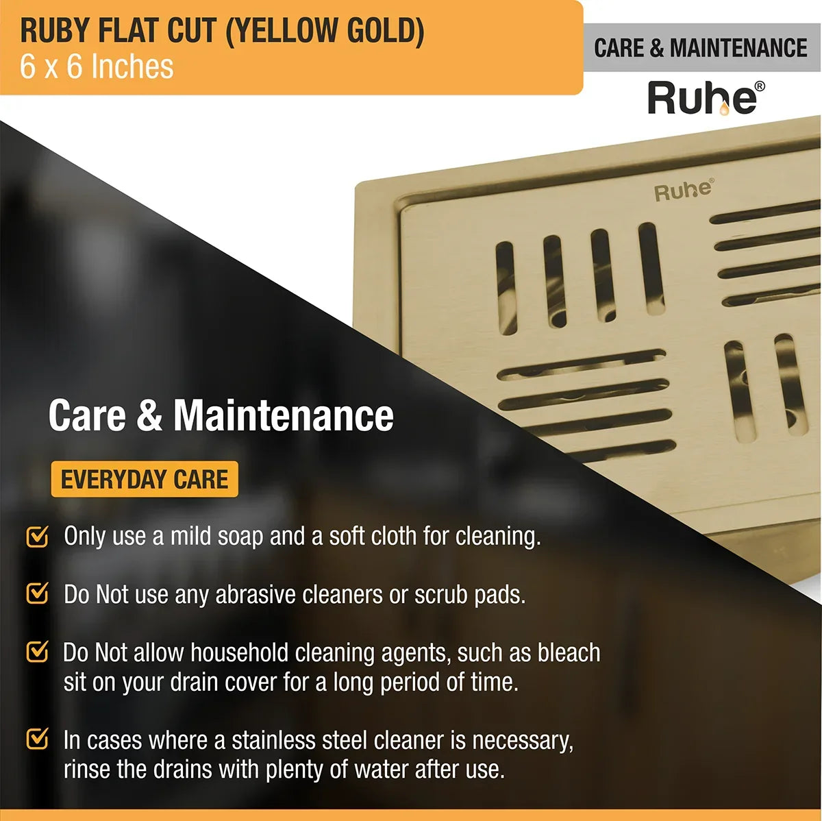 Ruby Square Flat Cut Floor Drain