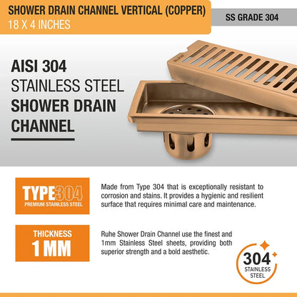 Vertical Shower Drain Channel (4 Inches)