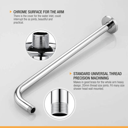 Round Full Bend Shower Arm (9 Inches) with Flange features