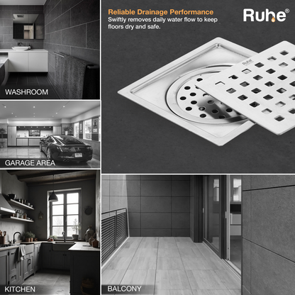 Pearl Square Flat Cut Floor Drain