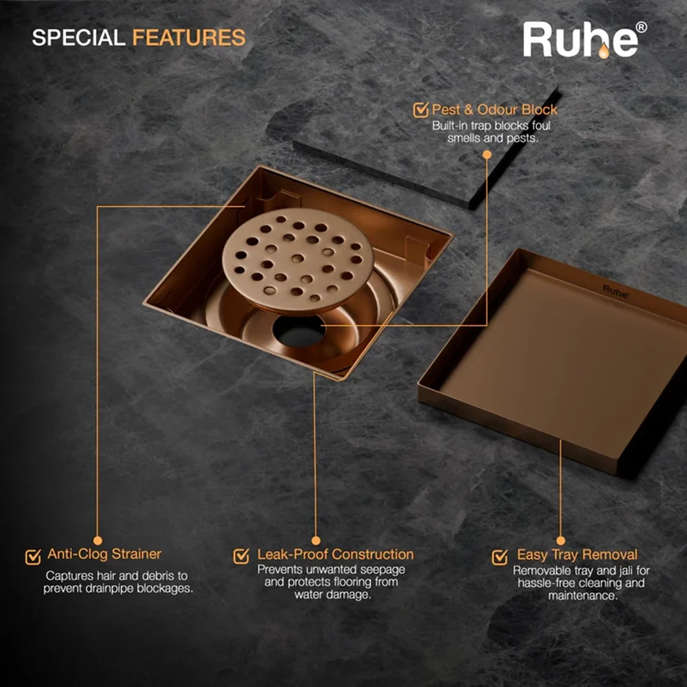 Tile-Insert Shower Drain Channel (5 x 5 Inches)