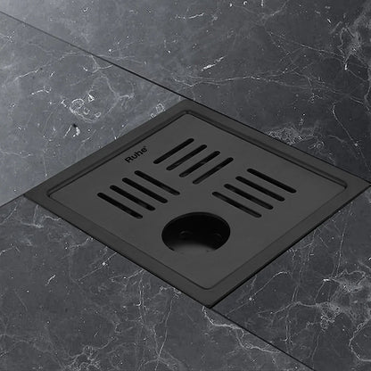 Ruby Square 304-Grade Floor Drain in Black PVD Coating (5 x 5 Inches) with Hole installed