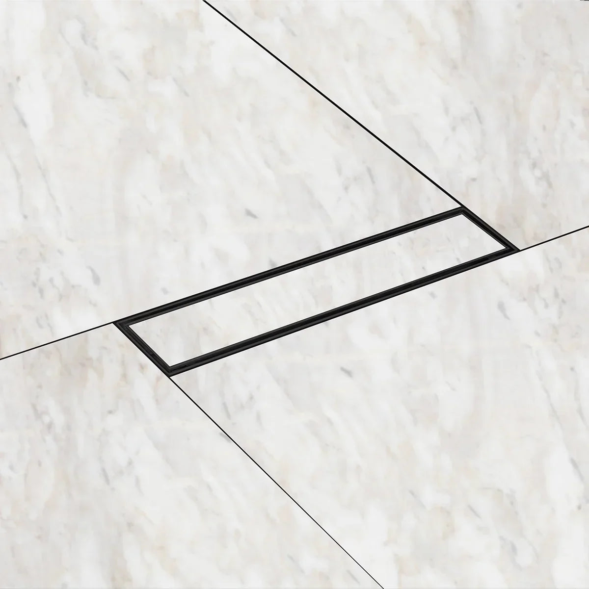 Marble-Insert Shower Drain Channel Black (3 Inches)