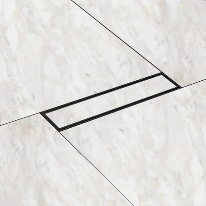 Marble-Insert Shower Drain Channel Black (3 Inches)