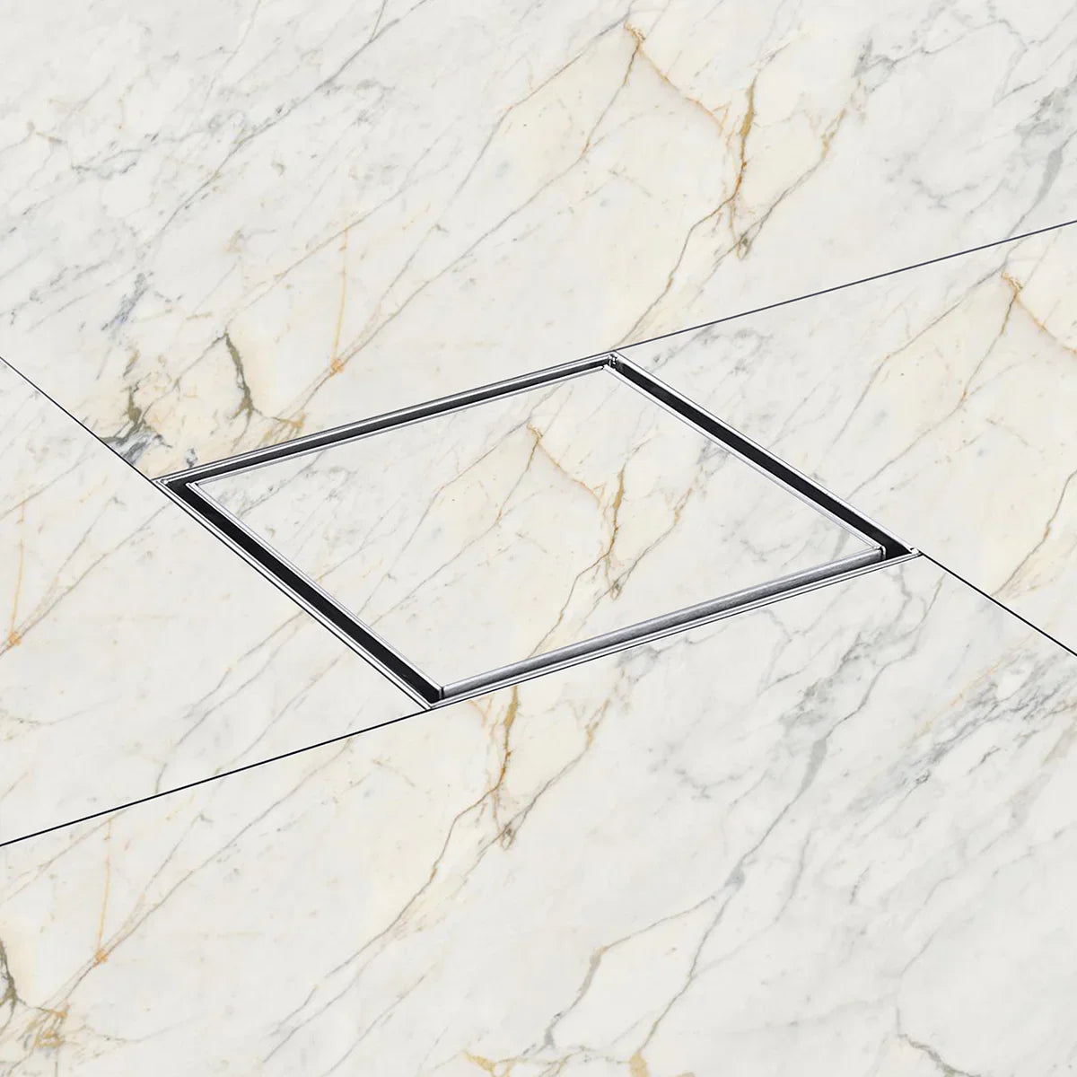 Marble Insert Shower Drain Channel (8 x 8 Inches) with Cockroach Trap (304 Grade) installed