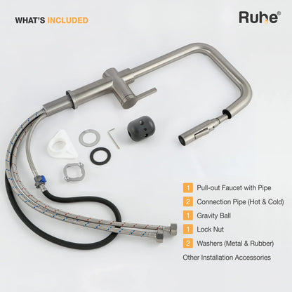 Opulo Dual Flow Pull-Out Kitchen Mixer Faucet Brushed Nickel Package Contains