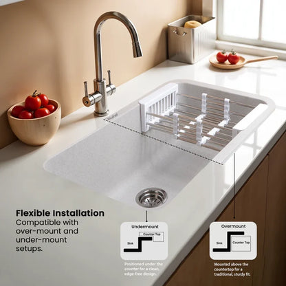 Quartz Single Bowl Sand Pluto Kitchen Sink (31 x 19 x 9 Inches)