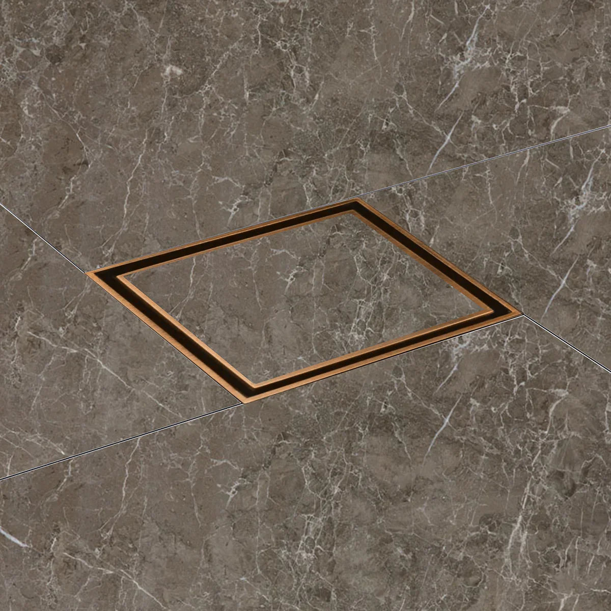 Marble-Insert Shower Drain Channel (12 x 12 Inches)
