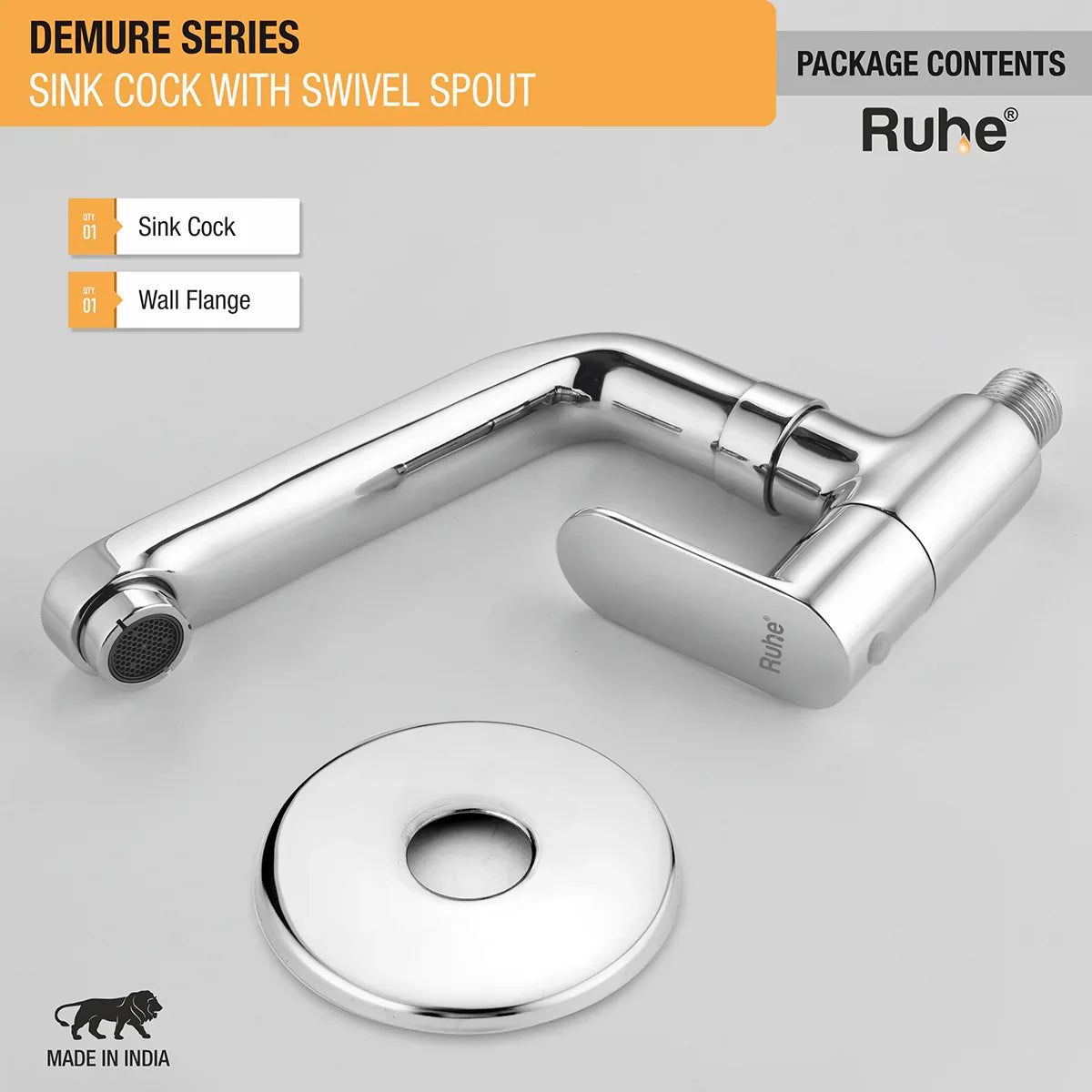 Demure Brass Kitchen Sink Tap with Small (7 inches) Round Swivel Spout - by Ruhe