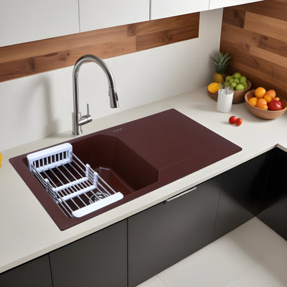 Quartz Single Bowl with Drainboard Kitchen Sink (39 x 20 x 9 Inches)