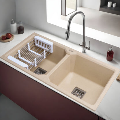 Quartz Double Bowl Kitchen Sink (45 x 20 x 9 inches)