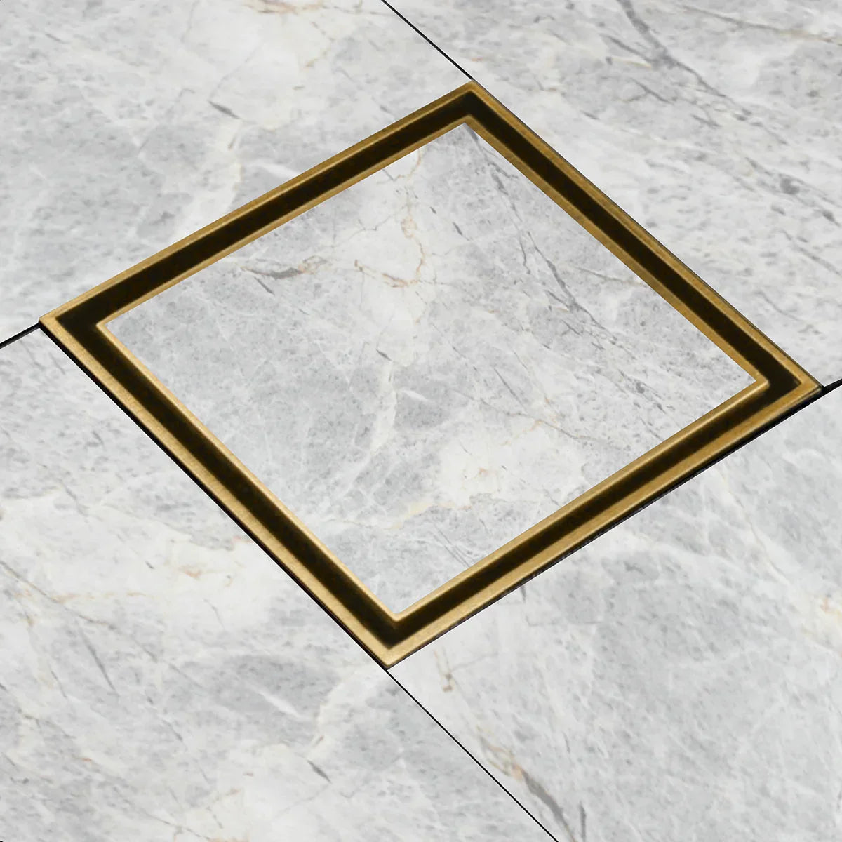 Marble-Insert Shower Drain Channel (8 x 8 Inches)