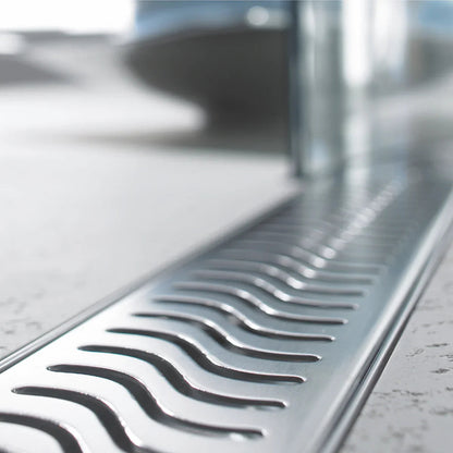 Wave Shower Drain Channel (12 X 4 Inches) with Cockroach Trap (304 Grade) installed