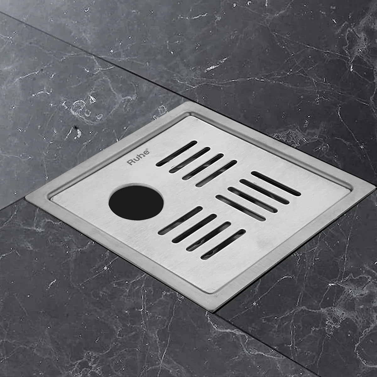 Ruby Square 304 Grade Floor Drain with Hole (5 x 5 Inches) - by Ruhe